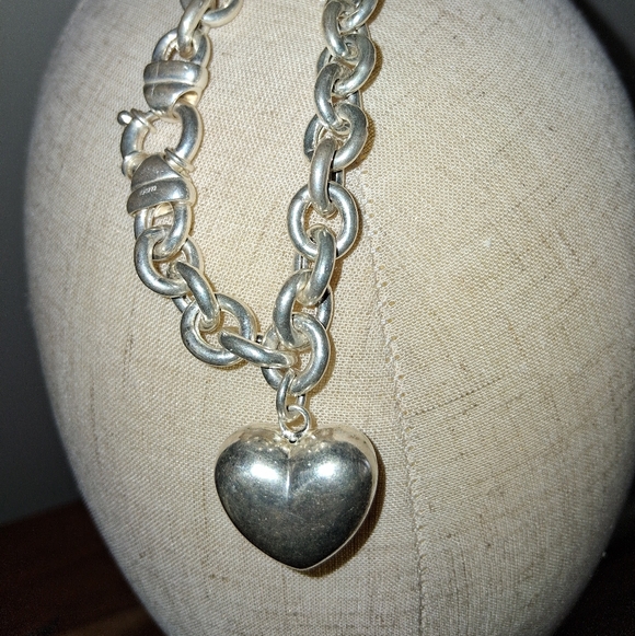 Jewelry - Silver 925 Heart Pendant Bracelet 7.5in